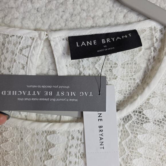 Lane Bryant NWT Sz16 White couqette romantic lacey dress. Elastic Waist Bridal - Picture 3 of 15